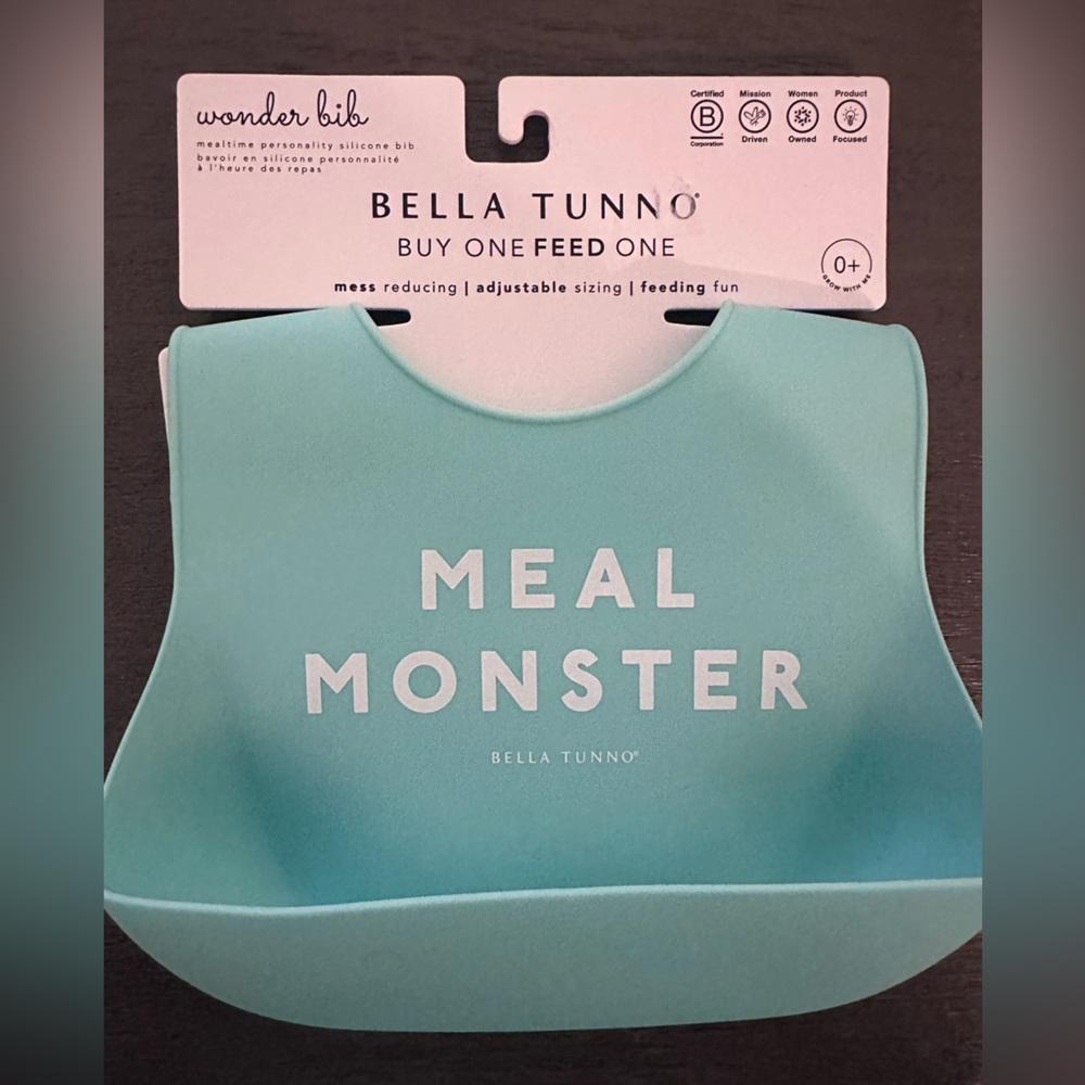 Wonder Bib Bella Tunno Meal Monster Silicone Bib - Aqua